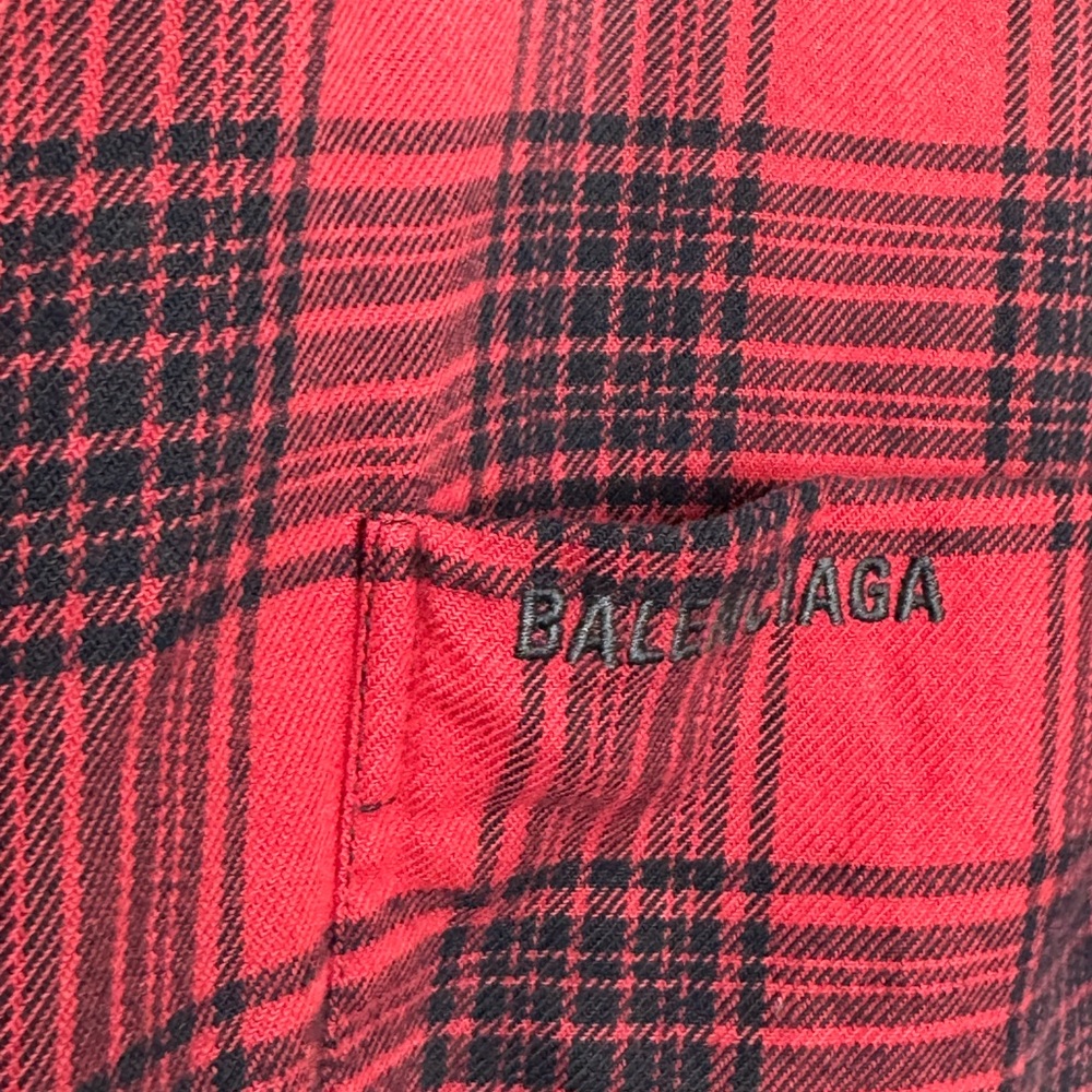 Balenciaga Faded Buffalo Check Flannel Red Black Pink Men’s Size 1/S - Picture 3 of 10